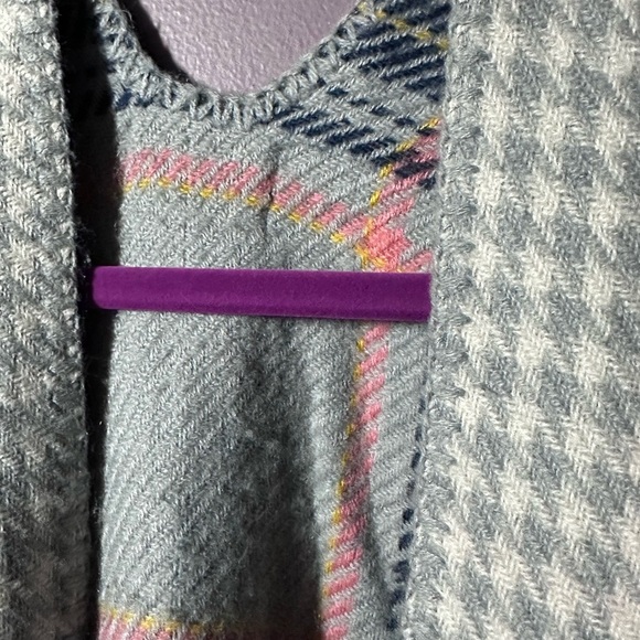 Plaid Women's Cape in Blue and Pink - Picture 4 of 7